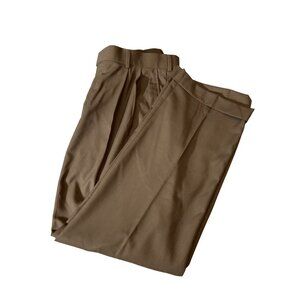 George Mens Dress Pants 36in 30in Brown Pleated Front Cuffed Leg Preppy Corpcore